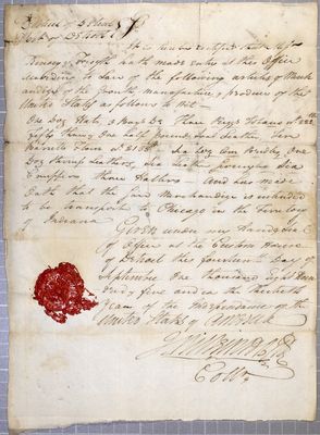 Certificate, Kinzie & Forsyth, 14 September 1805