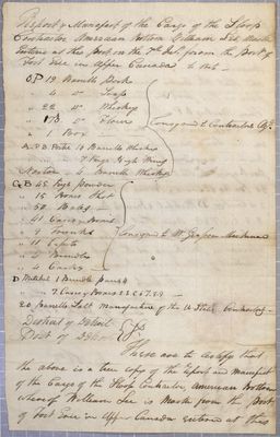 Manifest, sloop Contractor, 10 September 1805