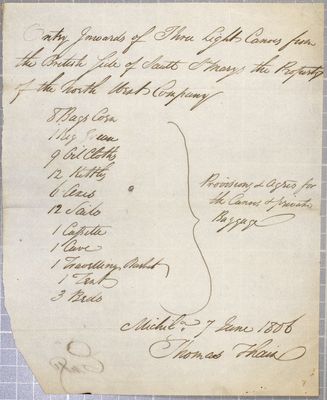 Clearance, 3 light canoes, North West Company, 7 June 1806