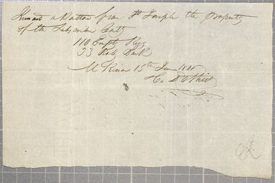 Manifest, batteau, Pothier, 15 June 1806