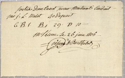 Clearance, canoe, Giasson & Berthelot, 26 June 1806