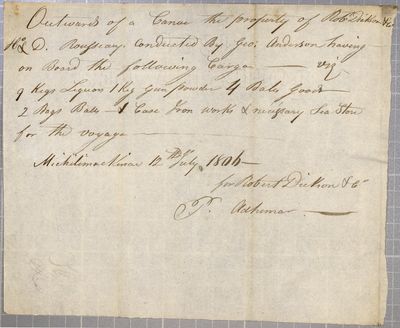 Clearance, canoe, Robert Dickson & D. Rousseau, 12 July 1806