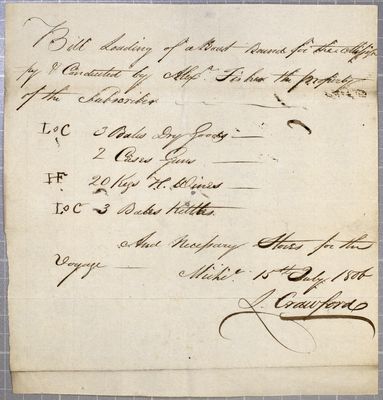 Clearance, boat, Lewis Crawford, 15 July 1806