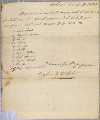 Clearance, batteau, Giasson & Berthelot, 12 July 1806