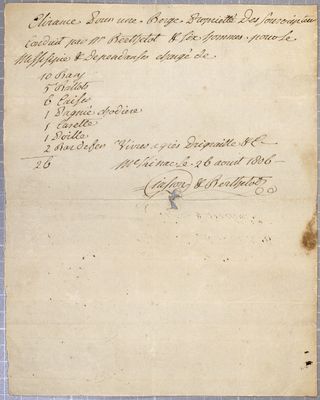 Clearance, barge, Giasson & Berthelot, 26 August 1806