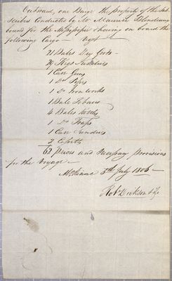 Clearance, barge, Robert Dickson, 5 July 1806