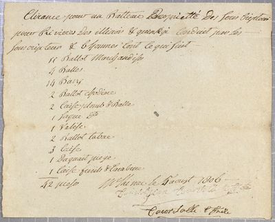 Clearance, batteau, Couresalle & frere, 5 August 1806