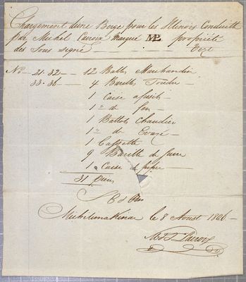 Clearance, barge, Michel Lacroix, 8 August 1806