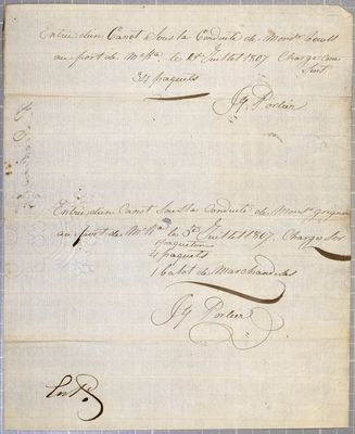 Entries, canoes, Portier, 5 July 1807