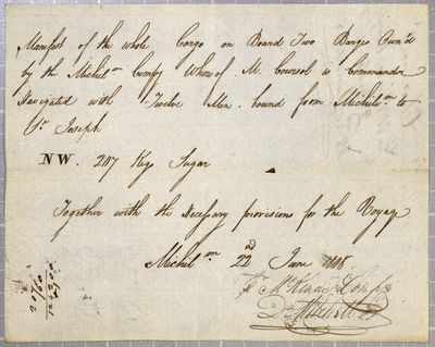 Manifest, two barges, Michilimackinac Company, 22 June 1808