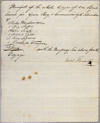 Clearance, boat, Jacob Franks, 14 August 1809