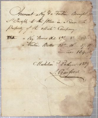 Account, canoe, Michilimackinac Company, 2 August 1809