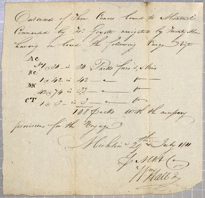 Clearance, three canoes, Michilimackinac Company, 29 July 1811