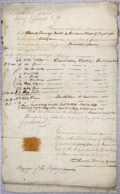 Certificate, schooner Pilot, 25 June 1816