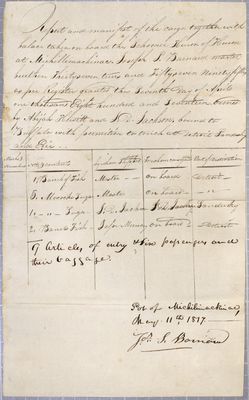 Manifest, schooner Huron, 11 May 1817