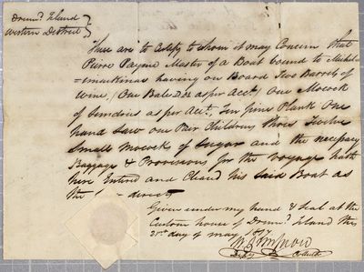 Certificate and oath, boat, Pierre Payne, 21/22 May 1817