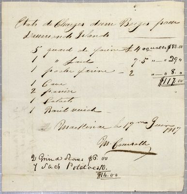 Manifest, boat, M. Coursolle, 17 June 1817