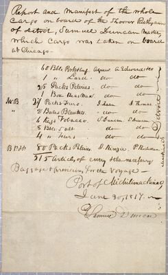 Manifest, Schooner Ruthy Ann, 30 June 1817