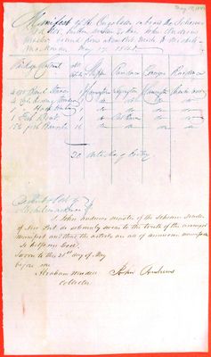 Manifest, schooner Trader, 17 May 1840