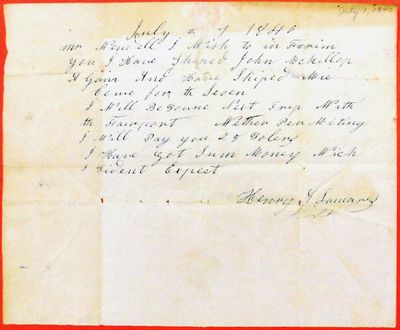 Letter, Henry A. Lamares to A. Wendell, 1 July 1840