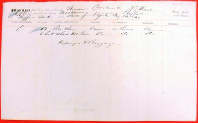 Manifest, steamboat Cleveland, 24 August 1840