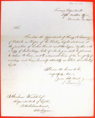 Letter, S. Pleasonton to Abraham Wendell, 16 December 1840