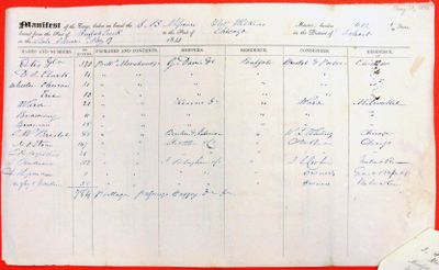 Manifest, steamboat Missouri, 19 May 1841