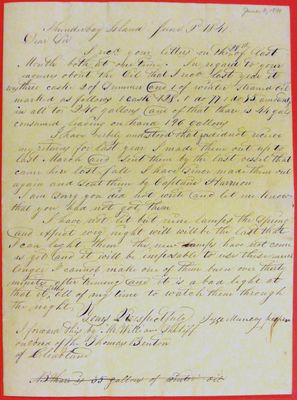 Jesse Muncey to Abraham Wendell, letter, 2 June 1841