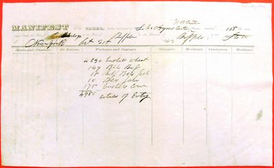 Manifest, schooner Agnes Barton, 21 October 1842