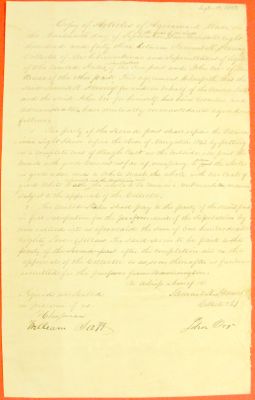 Articles of Agreement, repairs to Pottawatamie Lighthouse, 19 September 1843