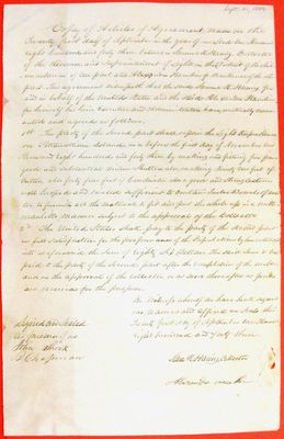 Articles of Agreement, repairs to Pottawatamie Lightkeeper's house, 21 September 1843