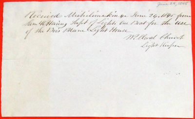 Receipt, Willard Church for one boat for Bois Blanc Light House, 24 June 1845