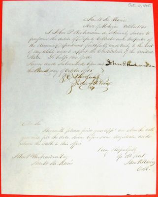 Oath, John P. Richardson, Deputy Collector and Inspector of the Revenue, 11 October 1845