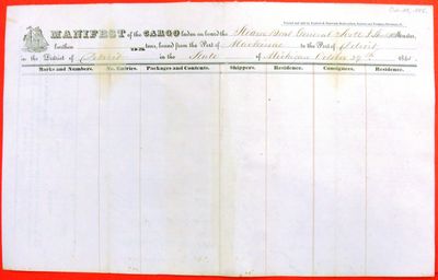 Manifest, steamboat General Scott, 29 October 1845