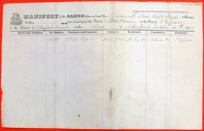 Manifest, steamboat St. Louis, 30 October 1845