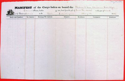 Manifest, steamboat Benjamin Franklin, 26 May 1846