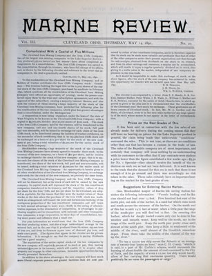 Marine Review (Cleveland, OH), 14 May 1891