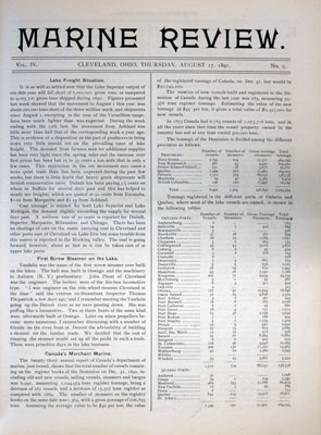 Marine Review (Cleveland, OH), 27 Aug 1891