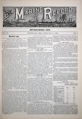 Marine Record (Cleveland, OH), 11 Feb 1892