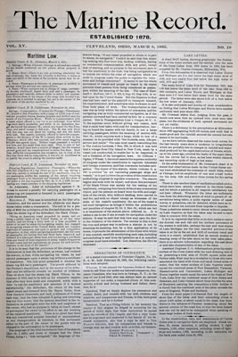 Marine Record (Cleveland, OH), 3 Mar 1892