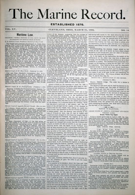 Marine Record (Cleveland, OH), 31 Mar 1892