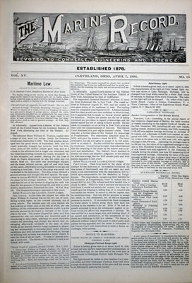 Marine Record (Cleveland, OH), 7 Apr 1892