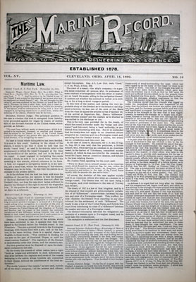 Marine Record (Cleveland, OH), 14 Apr 1892