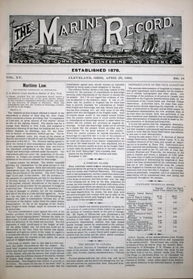 Marine Record (Cleveland, OH), 28 Apr 1892