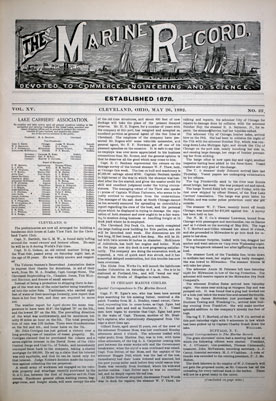 Marine Record (Cleveland, OH), 26 May 1892