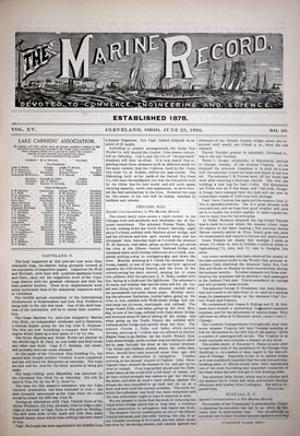 Marine Record (Cleveland, OH), 23 Jun 1892