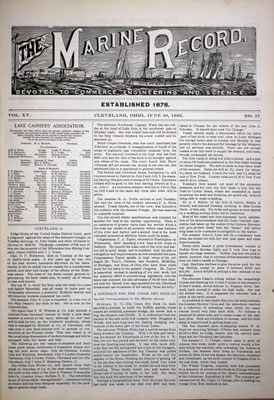 Marine Record (Cleveland, OH), 30 Jun 1892