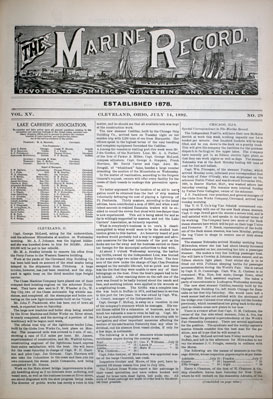 Marine Record (Cleveland, OH), 14 Jul 1892