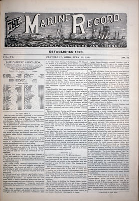 Marine Record (Cleveland, OH), 28 Jul 1892