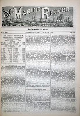 Marine Record (Cleveland, OH), 11 Aug 1892